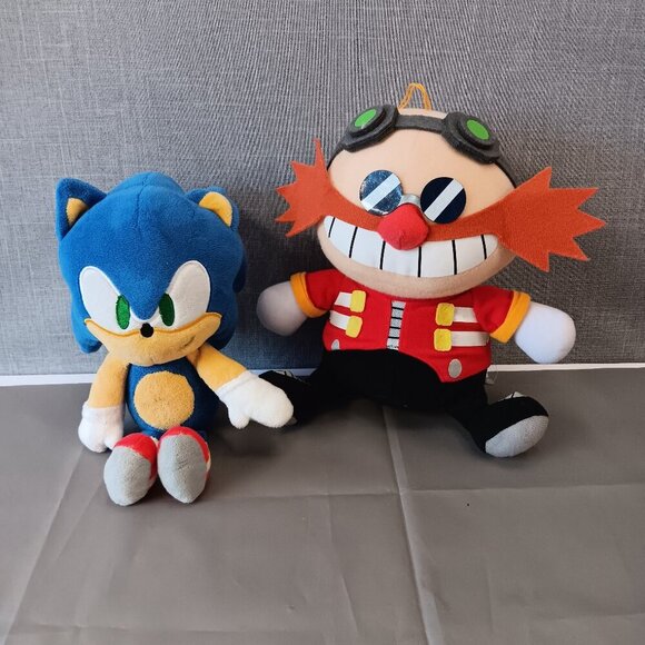 Sonic Hedgehog Dr Robotnik Eggman Plush Lot Sega Video Game Stuffed Animals - Picture 1 of 11